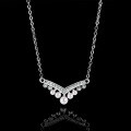 S925 Sterling Silver V-Shape Pearl Necklace with Moissanite Pendant-0-1