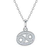 wholesale S925 Silver New Classic Twelve Zodiac Signs Series Pendant with D Color Moissanite, Unisex Necklace-Cancer (0.17ct)  925 silver