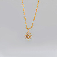 wholesale S925 silver plated with 14k gold, Japanese-style niche luxury white zircon necklace-White zirconium necklace>925 silver