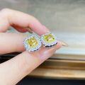 wholesale S925 Sterling Silver Earrings for Women Full-Cut Yellow Zircon Square Prong Setting European and American Live Streaming Hot Style Versatile Wholesale Direct from Manufacturer-0-4