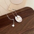 wholesale S925 Sterling Silver New Shell Pearl Necklace for Women, Japanese and Korean Minimalist Style, Versatile Collarbone Chain, Elegant-0-4