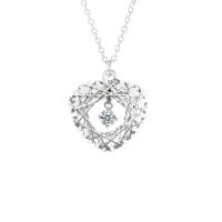 S925 Sterling Silver Moissanite Dreamcatcher Pendant Necklace-Dreamweaver Heart Necklace (White Gold)  30 Point Moissanite