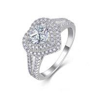 S925 Sterling Silver Exaggerated Moissanite Heart Ring, Classic Cross-Border Fashion.-1-carat moissanite with 84 beads  US size 9/Hong Kong size 19