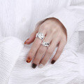wholesale S925 Sterling Silver European and American Minimalist Volcanic Lava Irregular Set Trendy Open Ring-0-2