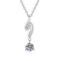 S925 Sterling Silver Moissanite Necklace Pendant-6.5mm high-carbon stone  925 silver