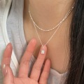 wholesale S925 sterling silver Korean-style small lock necklace for women with inlaid stones, niche, minimalist, and delicate collarbone chain, trendy-0-0