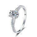 S925 Silver Oval Moissanite Ring for Women with Cross Pavé Band and Four-Prong Setting-0-3