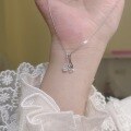 wholesale S925 Sterling Silver Spoon and Fork Necklace for Women, Korean Style Creative and Unique Small Design with Full Zircon Collarbone Chain Gift for Best Friends-0-2