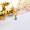 wholesale Silver jewelry new collection Sky Flower Mini Fashion Versatile Collarbone Chain Natural Aquamarine Necklace for Women-0-2