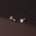wholesale 925 Silver Floral Sweet Ear Studs Korean Style Elegant Diamond-Inlaid Threaded Four-Petal Flower Ear Accessories M00525-0-2