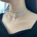wholesale S925 Sterling Silver European and American Wedding Style Necklace for Women, High-End Round Zirconia Row Diamond Design, Luxurious and Elegant Tennis Necklace-0-3