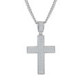 wholesale S925 silver hip-hop cross pendant necklace with full pave Moissanite, a trendy-0-4