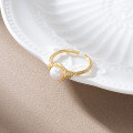 wholesale S925 Sterling Silver Cloud-Pull Jewelry Natural Freshwater Pearl Open Ring Rings, Simple and Versatile-0-2