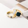 wholesale S925 silver multi-color drip glaze ring geometric asymmetric niche haze blue dual-tone jewelry R00131-0-3