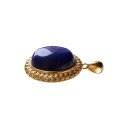 wholesale S925 silver gold-plated with natural lapis lazuli cabochon, auspicious cloud pattern, hollow-out ethnic retro high-end luxury pendant-0-4