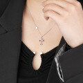 wholesale Sterling Silver Punk Retro Cross Necklace with Zirconia for Women, Elegant Layering Chain-0-3