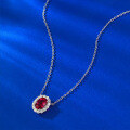 wholesale 925 Silver Cross-Border New High-End Jewelry Ruby Oval 6*9 Geometric Pendant Necklace with 40+5 Chain for-0-2