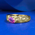 wholesale Metal Material: S925 Silver Gold-Plated Live Stream Style 4*6mm Rubellite Pink Sapphire Pear-Shaped Teardrop Ring Supports Drop Shipping-0-1