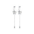 wholesale S925 Silver Summer Sweet Insect Diamond-Encrusted Butterfly Light Bead Tassel Earrings G7045-0-4