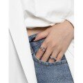 wholesale S925 Sterling Silver Korean Style Ins Trend Asymmetrical Textured Surface Design with Micro-Set Zirconia Open Adjustable Ring for Women-0-2