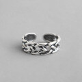 wholesale S925 Sterling Silver Korean-style Fashion Retro Vintage Hollow Mesh Open Joint Ring Pinky Ring-0-0