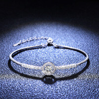 Sterling Silver Moissanite Luxury Round Bangle Bracelet for Women Live Direct Sales-50 points (set with zircon)  925 silver