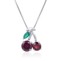 wholesale S925 Sterling Silver Small Fresh Sweet Cherry Earrings and Necklace Set Inlaid with Natural Tourmaline and Garnet Jewelry-Natural Rose Pomegranate Earrings
