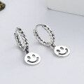 wholesale S925 Sterling Silver Japanese Version Trendy Smiley Face Expression Earrings, A Must-Have Unisex Earrings for Trendsetters-0-0