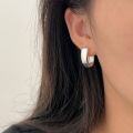 wholesale S925 Sterling Silver Korean Geometric U-Shaped Earrings for Women, Minimalist Fashionable Smooth Ear Cuffs Trendy Accessories-0-1