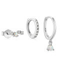 wholesale 925 Sterling Silver Zircon And Opal Earring Set, Women's High-end Earrings-0-5