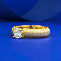 wholesale S925 Gold-Plated Silver Ribbon Brush Ring Set with 50 White Diamonds, Featuring Retro Manual Brushing-0-1