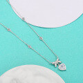 wholesale S925 Sterling Silver New Style Moissanite Diamond Necklace for Women, Minimalist and Fashionable Bow Choker, Exquisite and Elegant Heart Pendant-0-1