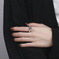 wholesale S925 sterling silver retro Korean-style resin black triangle trendy street hip-hop open ring-0-2