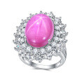 wholesale S925 Sterling Silver Vintage European-Inspired Luxury Design Cultured Six-Ray Star Ruby Ring-0-4