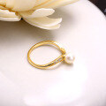 wholesale 925 Silver Gold Plated, Japanese and Korean Style Minimalist and Elegant Natural Freshwater Pearl Wave Ring for Women, OL Aloof Fashion Ring-0-3
