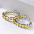 wholesale S925 Sterling Silver Set with 40mm High Carbon Diamond Yellow Diamond Minimalist Ear Clips, Fashion Versatile Women's New Collection-0-1