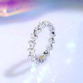 wholesale 925 Sterling Silver Cross-border Women's Heart-shaped Zircon Row Diamond Ring, Ins Style Light Luxury Multi-color Design Women's Hand Jewelry Wholesale-0-1