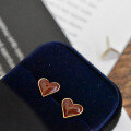 wholesale S925 Sterling Silver Red Elk All-Over Cold Style Heart Stud Earrings Minimalist Women's Small Delicate Design Sense Earrings Hong Kong Style Personality-0-2
