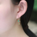 wholesale 925 Sterling Silver Summer New Green Bubble Earrings for Women, Korean Version Small and Fresh Green Nano Zircon Ear Hooks-0-3