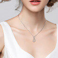 wholesale 925 Sterling Silver Premium D Color Moissanite Necklace, High-End Moissanite Pendant Silver Jewelry Endless Love Moissanite Necklace-0-3