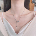 wholesale S925 silver tubular bead small waist-shaped letter fringe necklace, ins Ruili style niche collarbone chain-0-0