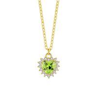 wholesale S925 Sterling Silver European And American Cross-border Love Heart Zodiac Birthstone Pendant Necklace-A3381_Apple Green/White Zirconium_18K Yellow Plated 925 Silver