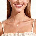 S925 Sterling Silver Y-shaped Tassel Necklace with Moissanite Bow Pendant-0-0