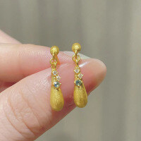 wholesale S925 Sterling Silver Red Elk Brushed Teardrop Earrings Light Luxury Versatile Xiaohongshu Elegant Earrings-BE0251-Gold 925 Silver