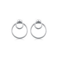 wholesale S925 Sterling Silver Double-Layer Round Two-Way Geometric Earrings, Gentle and Elegant Minimalist Hoop with a Premium Feel-Silver 925 silver