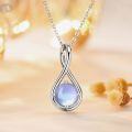 S925 Silver Saturn Orbit Opal Pendant Necklace-0-15