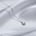 wholesale S925 Sterling Silver Moissanite Diamond Necklace for Women, Ins Style Small and Unique Design Round Pendant Collarbone Chain Wholesale-0-0