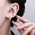 S925 Sterling Silver Cross Geometric Double-Layer Zircon Earrings-0-2