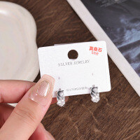 Sterling Silver Rhinestone Earrings for Women, 2025 Winter Sparkling Elegant Studs-MR-0192 (50-minute Mozambique) (4.37g)