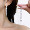 wholesale Sterling Silver New High-Carbon Diamond Fringe Teardrop Earrings for Women Fashion Long Drop Ear Studs-0-2